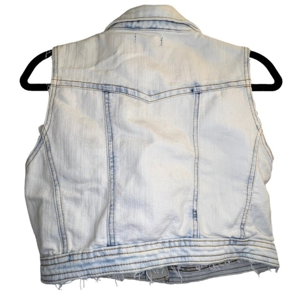 Sale Streetwear Society Women's Jean Vest M Blue Distressed Cropped - Picture 8 of 10
